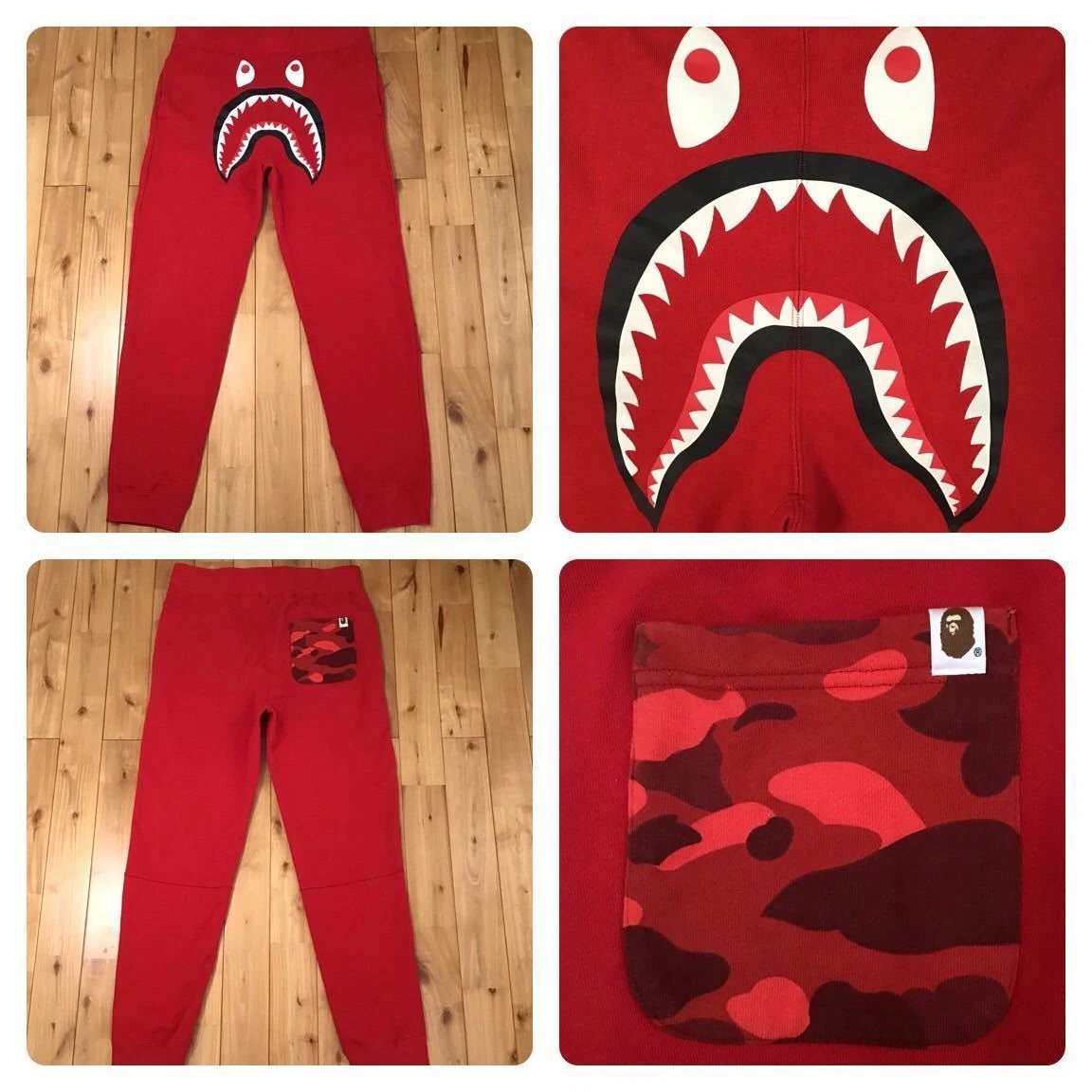 BAPE Shark sweat pants red camo A Bathing Ape Size XL