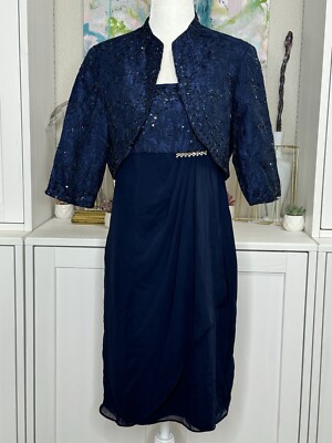 r&m richards womens chiffon beaded dress with jacket Plus Size Short Jacket Dress Jacket Style R&M Richards 9636W