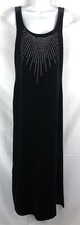 Vintage Sleeveless Tank Dress 10P Blk Velour Velvet Rhinestone scoop Whimsigoth