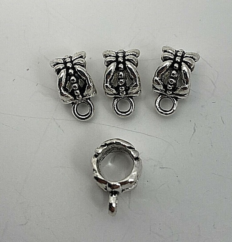 100 ~ Oxidized Silver Bails Connectors for Charms/Pendants/Beads #8A Box 101A