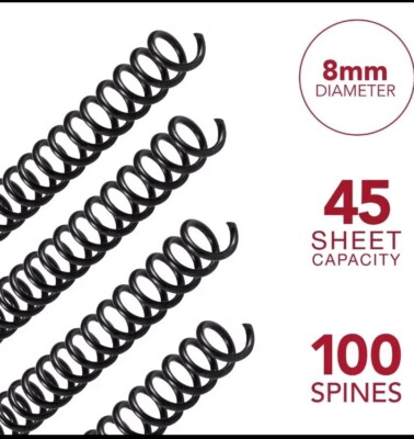 GBC Color Coil Binding Spines, 8 mm, Navy, 100 Pack (USB1)
