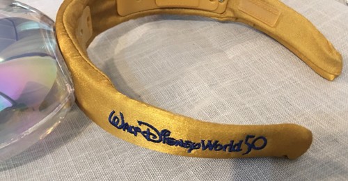 WALT DISNEY WORLD 50° ANNIVERSARIO FASCIA ORO ILLUMINA ORECCHIE TOPO IRIDESCENTI - Foto 7 di 11