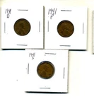 1941 P,D,S WHEAT PENNIES LINCOLN CENTS CIRCULATED 2X2 FLIPS 3 COIN PDS SET#1157