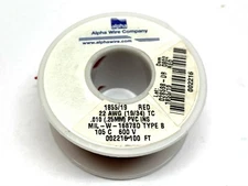 Alpha Wire Company MIL-W-16878D Type B 1855/19 Hook-up Wire RED 100ft Length