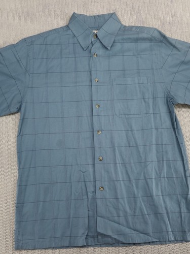 Banana Joe Shirt Men Medium Blue Check Button Up Down Short Sleeve Dad - Picture 1 of 10