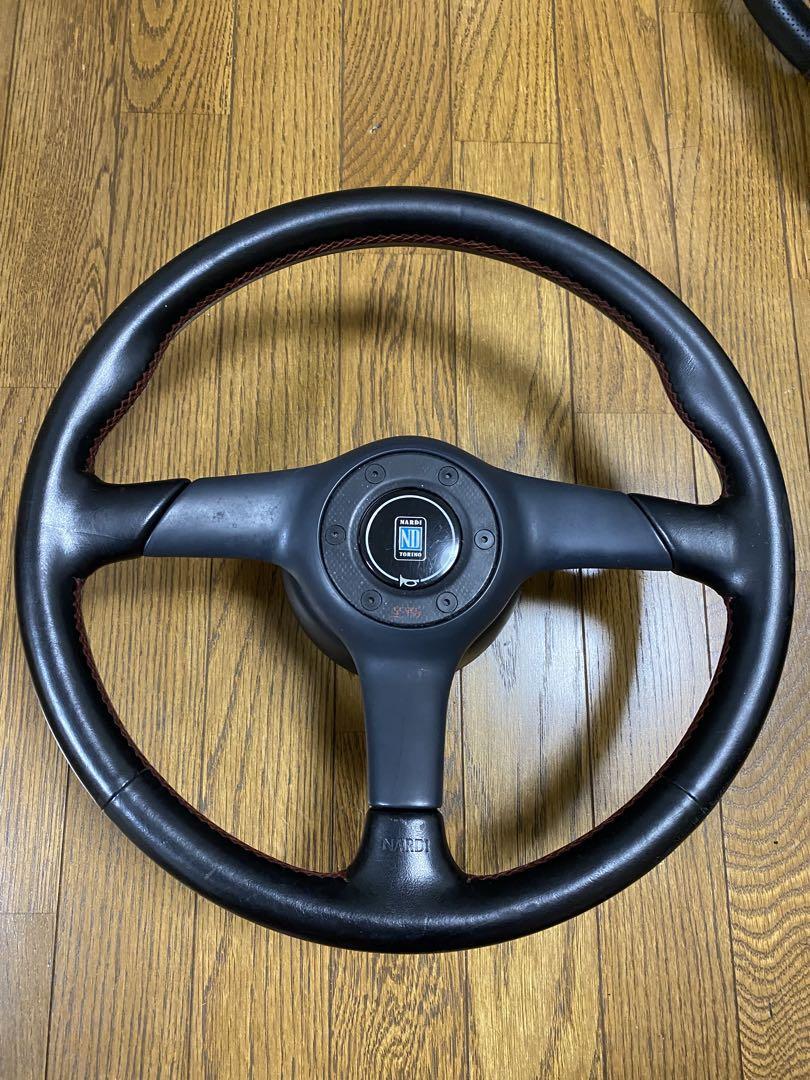 SUBARU IMPREZA LEGACY NARDI STEERING WHEEL gc8 genuine red stitch boss
