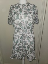 Loft Green & White Floral Dress