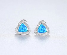 Opal 925 Sterlingsilber Herz Zirkonia Eleganz Ohrstecker Ohrschmuck Türkis