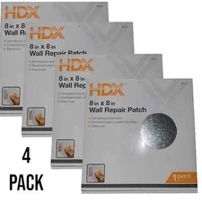 4-PK HDX 8" x 8" Drywall Wall Repair Patch, Permanently Repair Damaged Walls