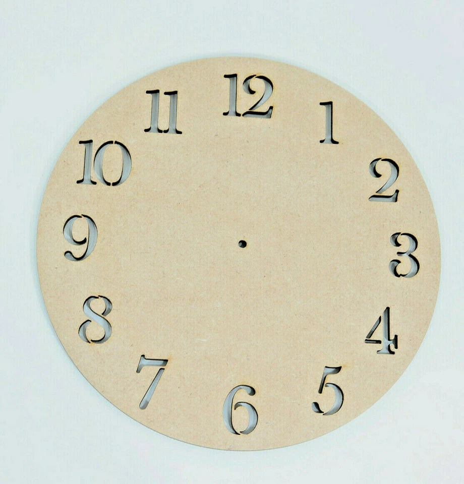 MDF Clock Face Craft Blank with Numbers cut out and center Hole Epoxy template - Image 3 of 4