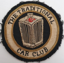 The Traditional Car Club Vintage Embroidered Bullion Badge Patch. Scarce 1960's