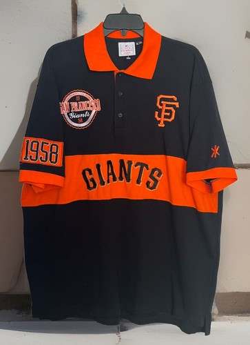 VTG RARE MLB SAN FRANSISCO GIANTS 2XL BLACK & ORANGE EMBROIDERED GOLF POLO SHIRT
