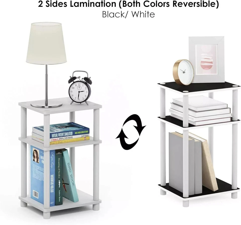 Furinno Just 3-Tier Turn-N-Tube End Table / Side Table / Night Stand /French Oak - Image 3 of 4