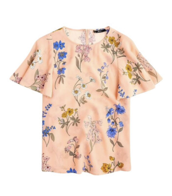 Jcrew Floral Flutter Sleeves Silk Top Size XS
