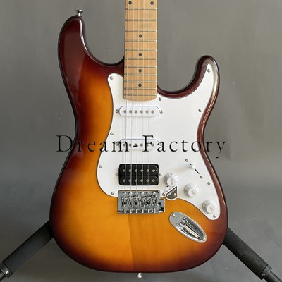 Custom ST Electric Guitar Sunburst Color Solid Body Tremolo Bridge Maple Neck