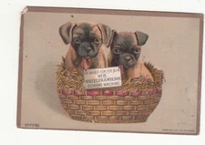 Wheeler & Wilson Sewing Machine Puppies Basket H J Wood  Vict Card c1880s