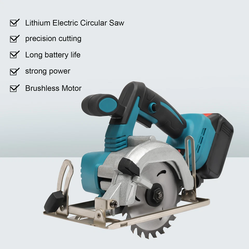 Cordless Hand Circular Saw Saw Ø125mm Circular Saw Cordless 0-45° with Battery & Charger - Image 4 of 4