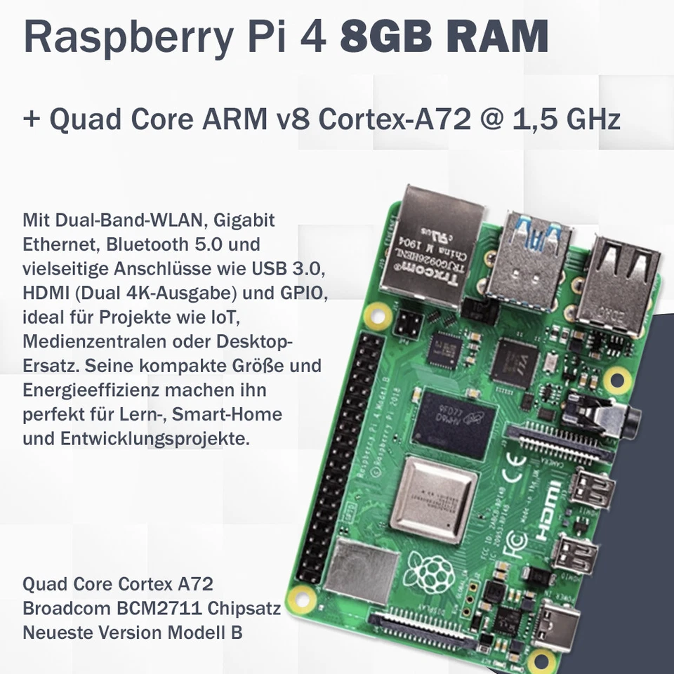 Raspberry Pi 4 Set | Netzteil | Gehäuse | 64GB SanDisk Edition | Kühlkörper - Bild 4 von 4