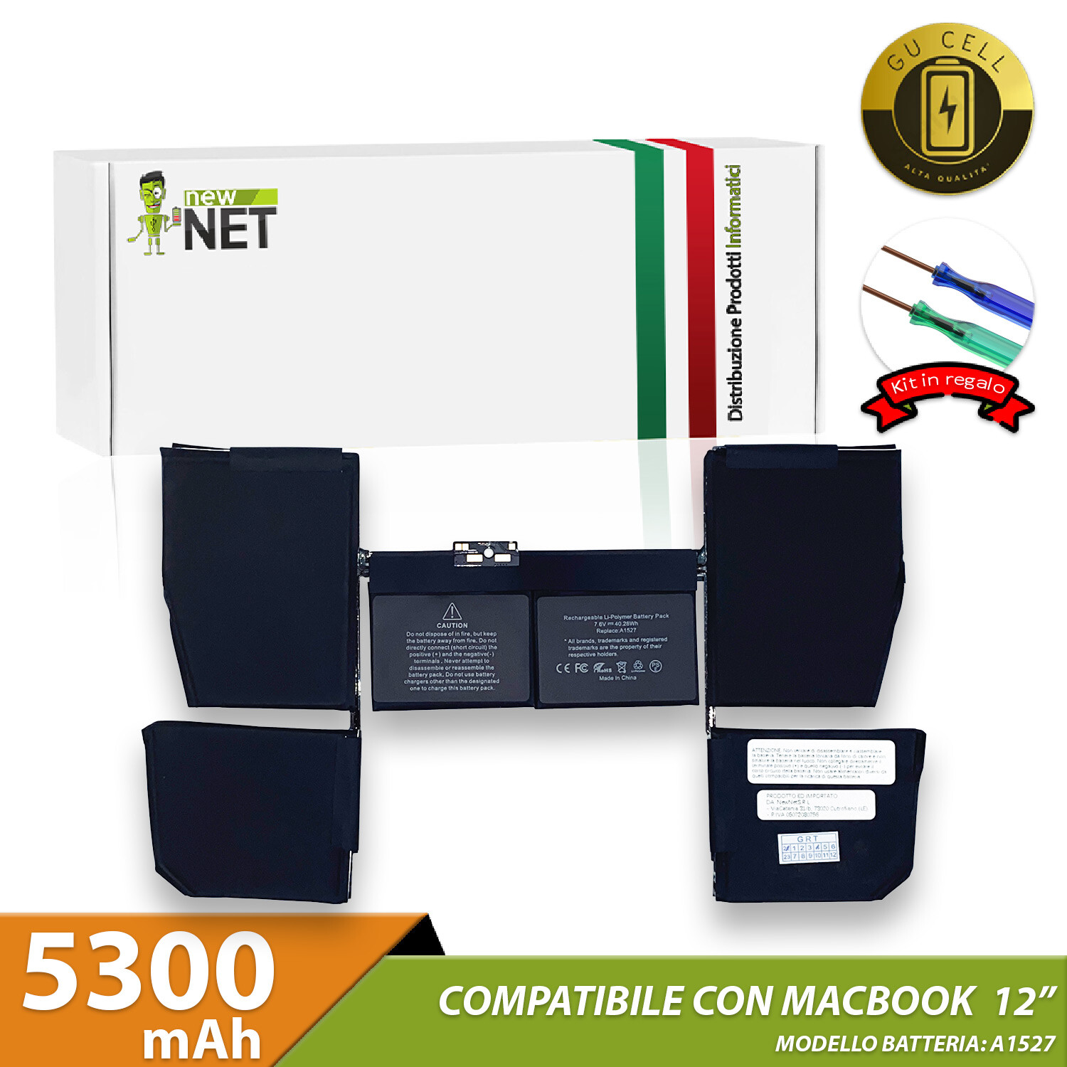 Ricambio Batteria MacBook 12 A1534 A1527 | 7.6V 40.28Wh Alta Durata