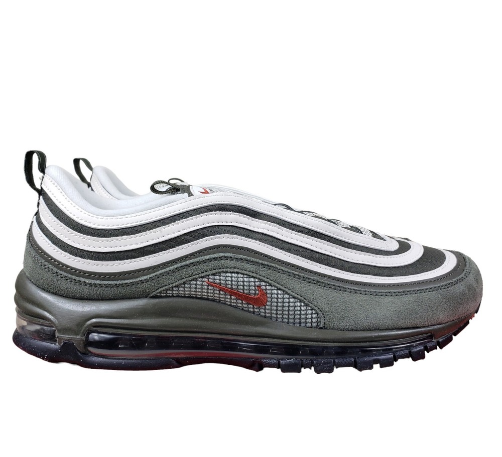 Nike Air Max 97 Mens Size 11.5 Cargo Khaki Rugged Orange Sneakers