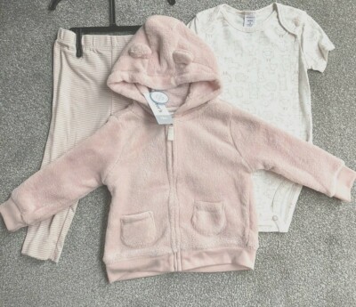 Carters Baby 3 Teile mit Figur rosa Hoody, Weste & Hose 18m NEU