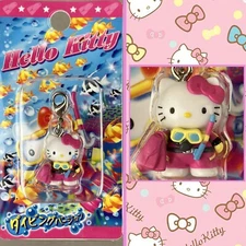2005 Sanrio Hello Kitty Scuba Diver Gotochi Zipper Pull Keychain Charm Japan