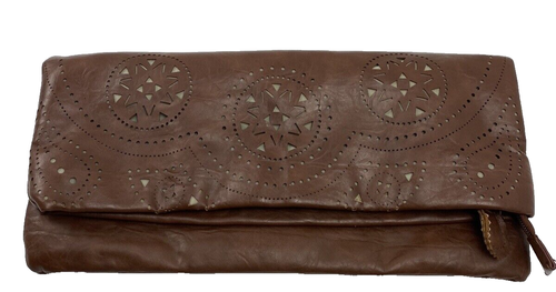 Steve Madden Clutch Brown Leather Makeup Bag Toiletry Carrier Purse, VTG, As is! - Picture 2 of 12