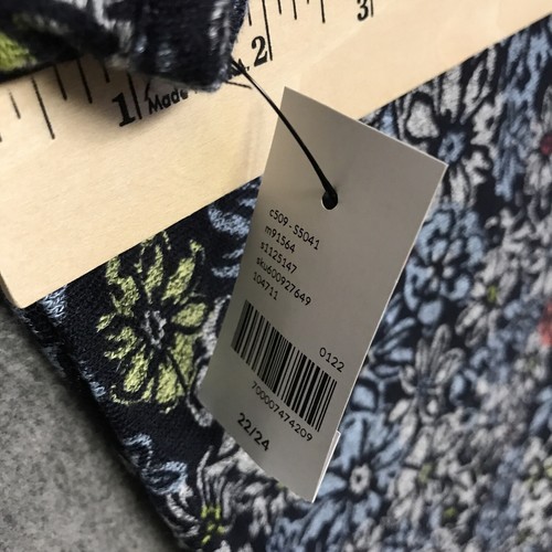 Lane Bryant Shirt Womens 22 24 Blue Sleeveless Blouse Top Tunic Stretch Floral - Picture 14 of 15