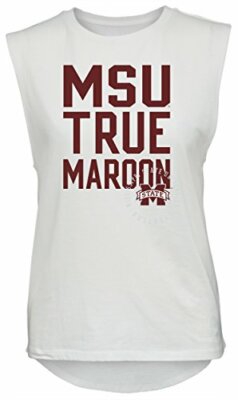 NCAA Rocker Women's Sleeveless Drop Tail Tank, White, Medium, Mississippi Sta...