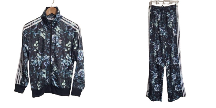 Conjunto de chándal Adidas: chaqueta y pantalones con cremallera, diseño floral