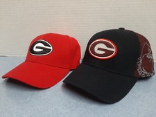 Two UGA Baseball Hats Top of the World Red & Black Classic