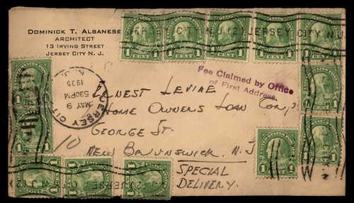 Mayfairstamps USA 1935 Jerseyy City NJ Special Delivery to New Brunswick cover aa
