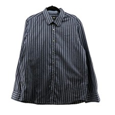 Hugo Boss Lucas Dress Shirt Mens XL Blue Gray Striped Long Sleeve Cotton