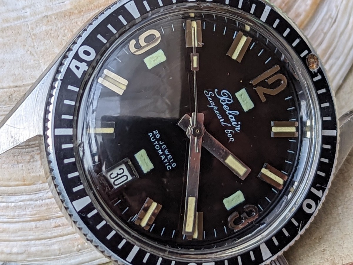 Vintage 1960's Belair Seapearl 600 French 20 ATM All SS Skin Diver
