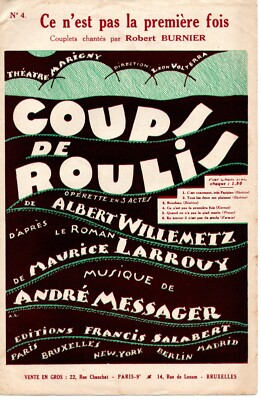 Partit Chant 1932 - Es ist nicht das erste Mal in Coup de Roulis A. MESSAGER