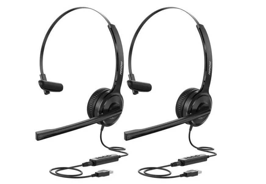2X Mpow BH323 Office Wired Headset Stereo Noise Cancelling Mic USB
