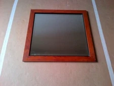 CUSTOM, SOLID CHERRY BIEDERMEIER MIRROR WITH BEVELLED EDGE & BLACK LACQUER BEAD