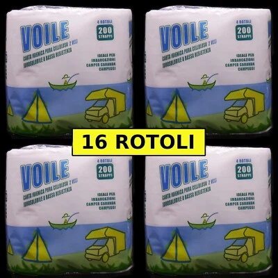 16 rotoli carta igienica idrosolubile 2 veli wc camper barca campeggio caravan