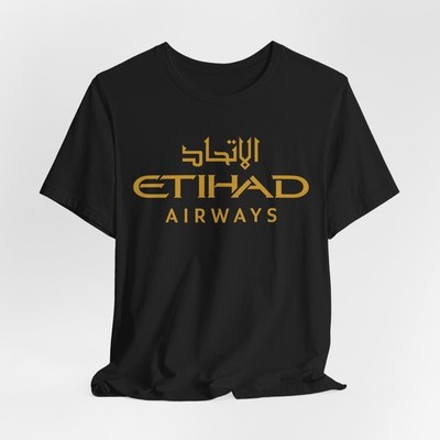 New Etihad Airways Logo United Arab Emirates Airline Black/Navy T-shirt