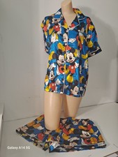 Women's Short Sleeve Silk Pajama Set Print Satin Sleepwear Homewear Nightwear XL