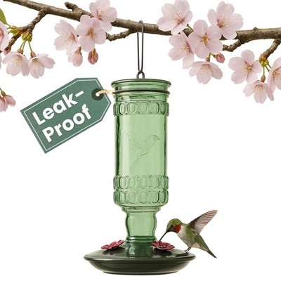 Perky-Pet Glass Bottle Hummingbird Feeder - 10 fl oz (Pack of 1), Green
