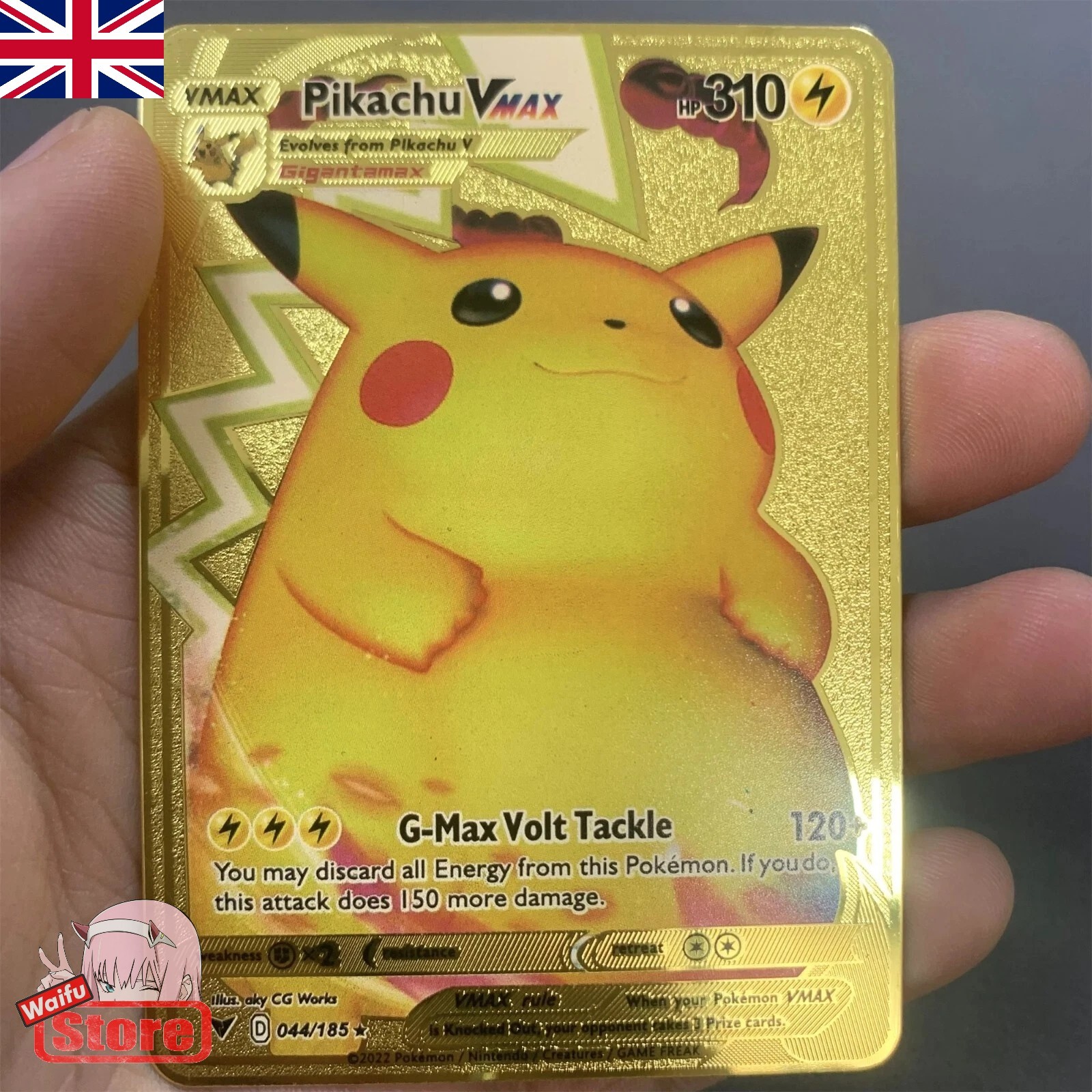 Pokemon Card Pikachu Vmax Gold Pokemon Gold Metal Card - CARTA IN METALLO TCG