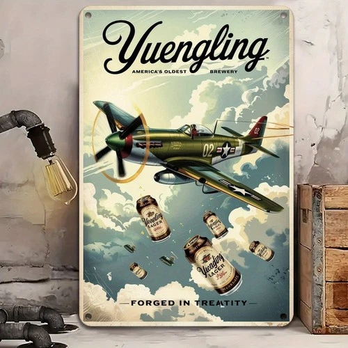 1pc Yuengling Beer P51 Mustang Vintage Tin Metal Signs - 8x12 Inch Rustic Brewer