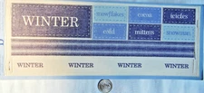 we3 designs twill stickers fabric WINTER 12" border strips mittens snowman words