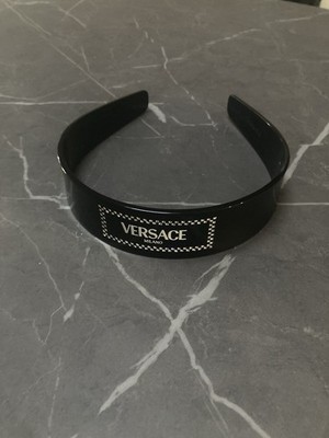 Versace Milano Ring schwarz mit Logo und Strass
