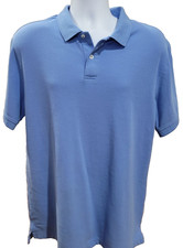 Saddlebred Shirt Mens Medium Blue Polo Knit Short Sleeve Casual Golf Comfort