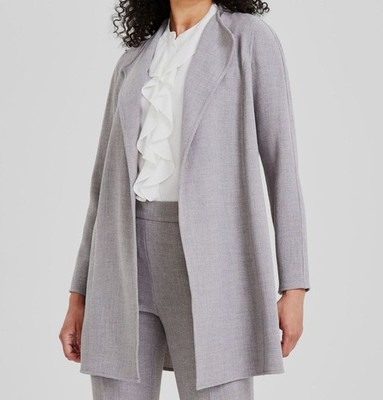 Kasper Women's Gray Collarless Long Open-Front Blazer Jacket Petite Size PL