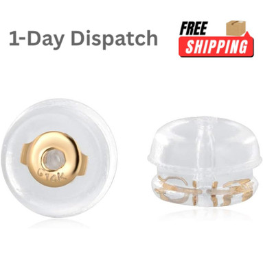 VOLUKA 14K Gold Silicone Earring Backs Replacement Rubber Stud Backing 1 Pair