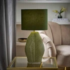 Leaf Embossed Ceramic Table Lamp Green Living Room Bedroom Large Light