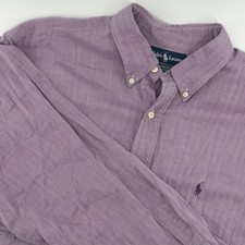 Ralph Lauren Yarmouth Purple Button Down Shirt Long Sleeve Cotton Size 17 1/2 35